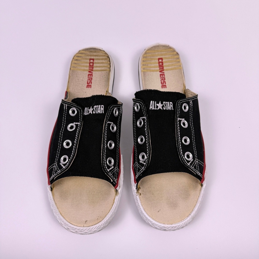 Converse All Star Cut-Away Sandals Mens 9 Womens 11 Black Canvas Slip On Slides